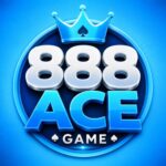 888ACE Game logo featuring bold silver 888 and blue ACE text, a crown, spade icons, and a bright blue background