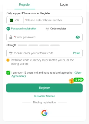 356PK Game Register and Login with gold and green design